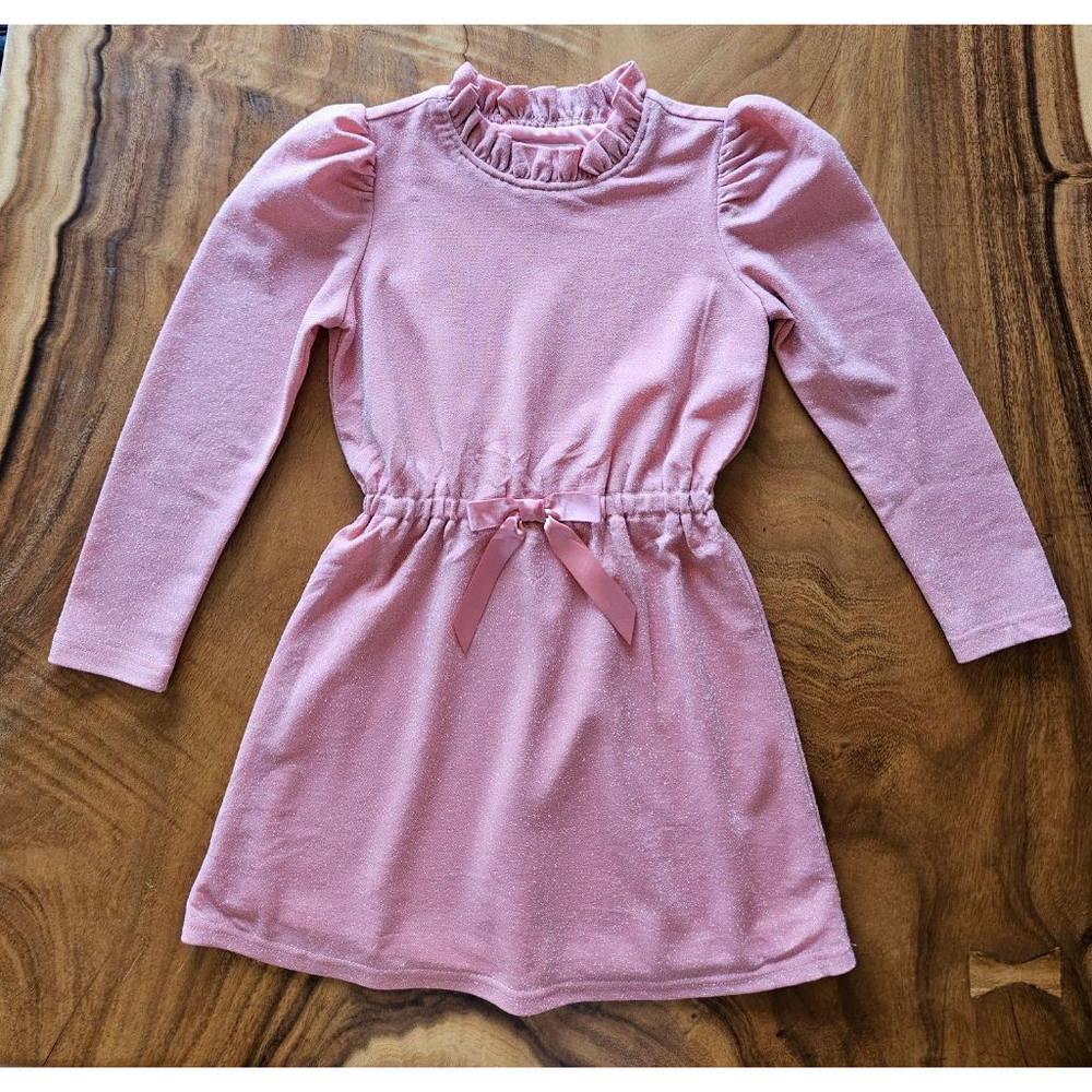 American Girl Pink Glitter Ruffled Casual Dress Girls Size S (7/8)